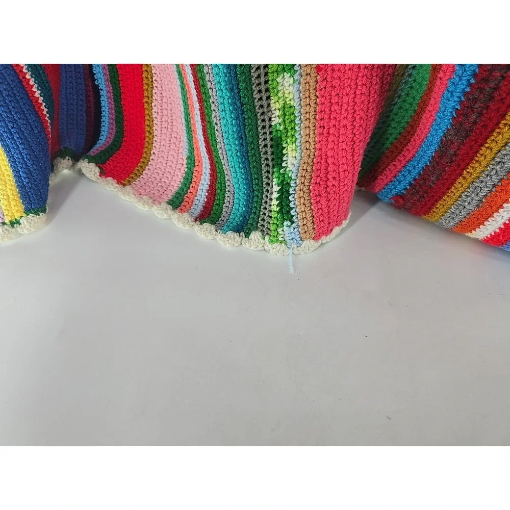 Huge Handmade Crochet Throw Chevron Afghan Cottagecore 80x60‎ Blanket - Colors!